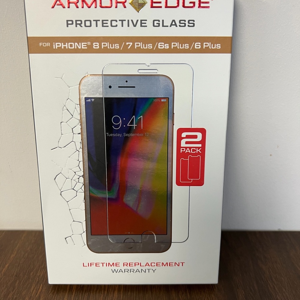 Armour Edge Protective Glass for iPhone 8 Plus/7 Plus/6s Plus/6 Plus - 2 Pack